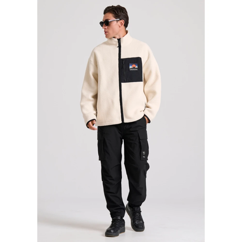 FUNKY BUDDHA Oversized fleece ζακέτα φούτερ με τσέπη στο στήθος