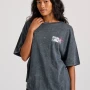 FUNKY BUDDHA Oversized garment dyed t-shirt με τύπωμα στην πλάτ