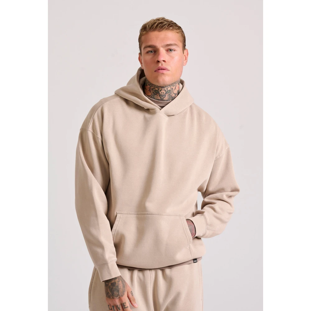 FUNKY BUDDHA Oversized garment dyed φούτερ με κουκούλα