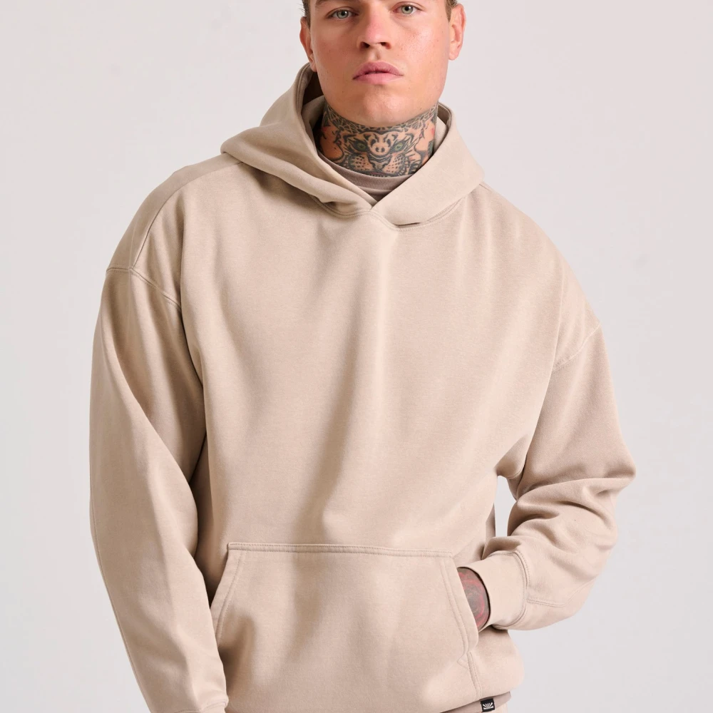 FUNKY BUDDHA Oversized garment dyed φούτερ με κουκούλα