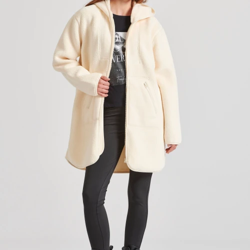 FUNKY BUDDHA Oversized γυναικείο παλτό από οικολογική γούνα