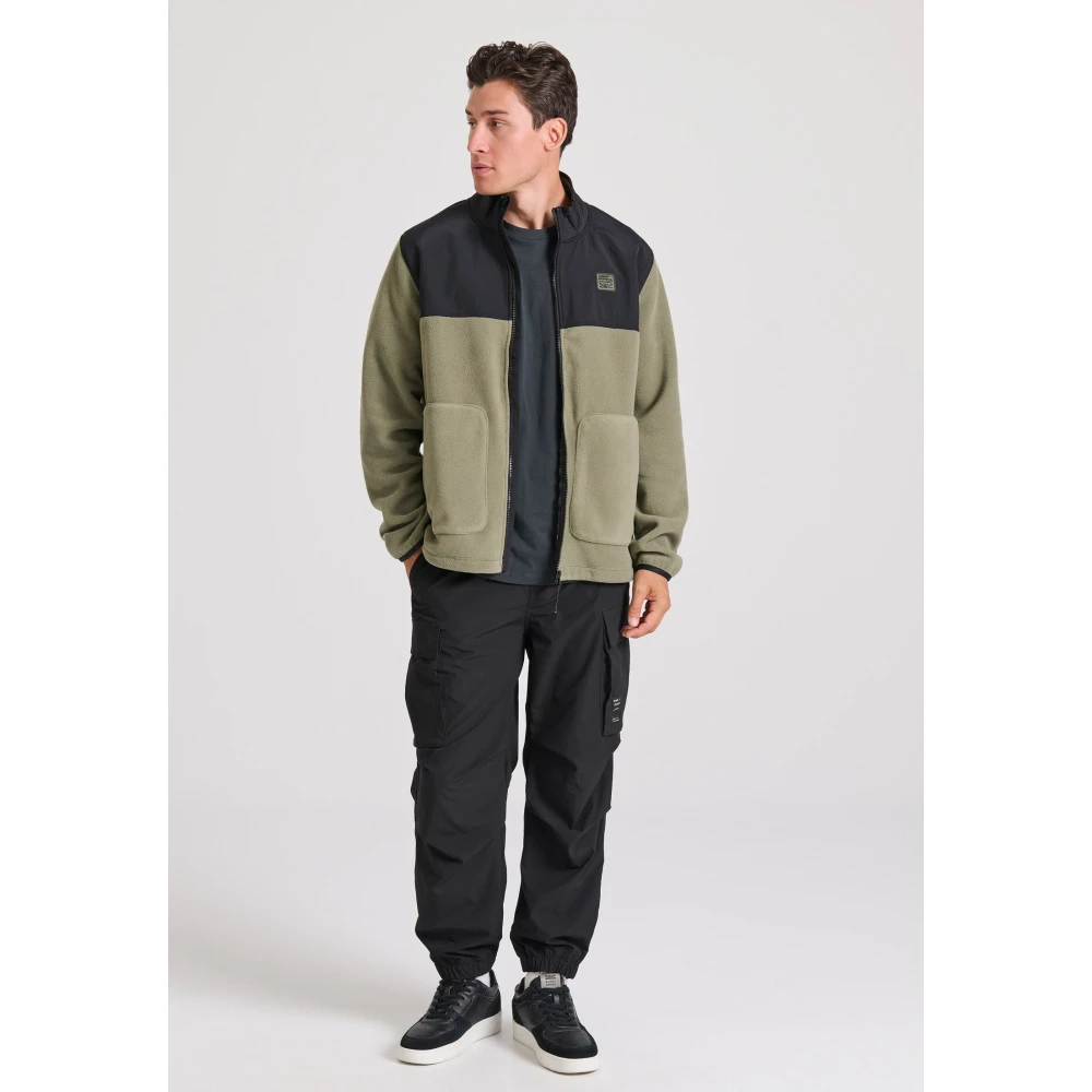 FUNKY BUDDHA Oversized ζακέτα fleece με rubber logo