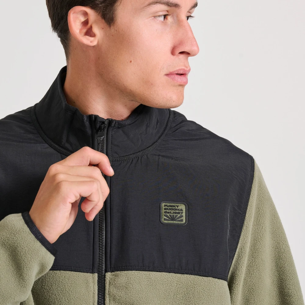 FUNKY BUDDHA Oversized ζακέτα fleece με rubber logo