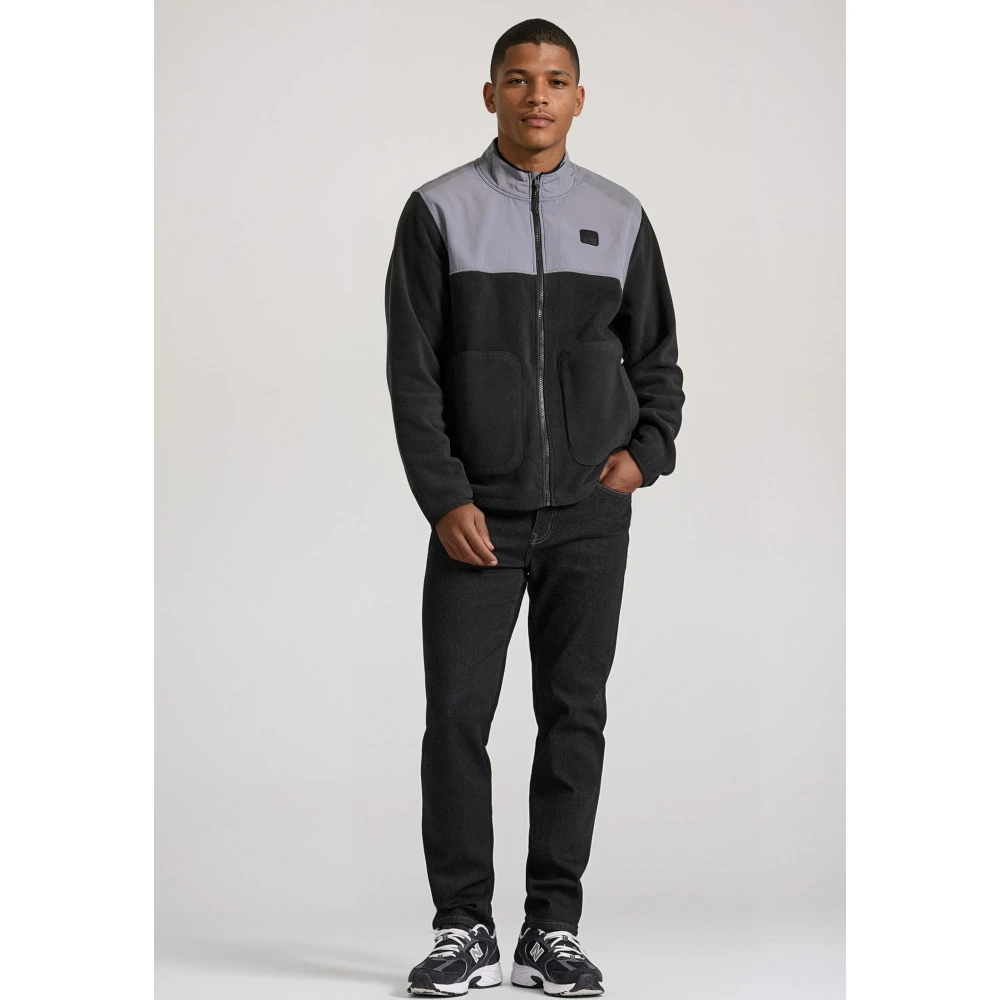 FUNKY BUDDHA Oversized ζακέτα fleece με rubber logo