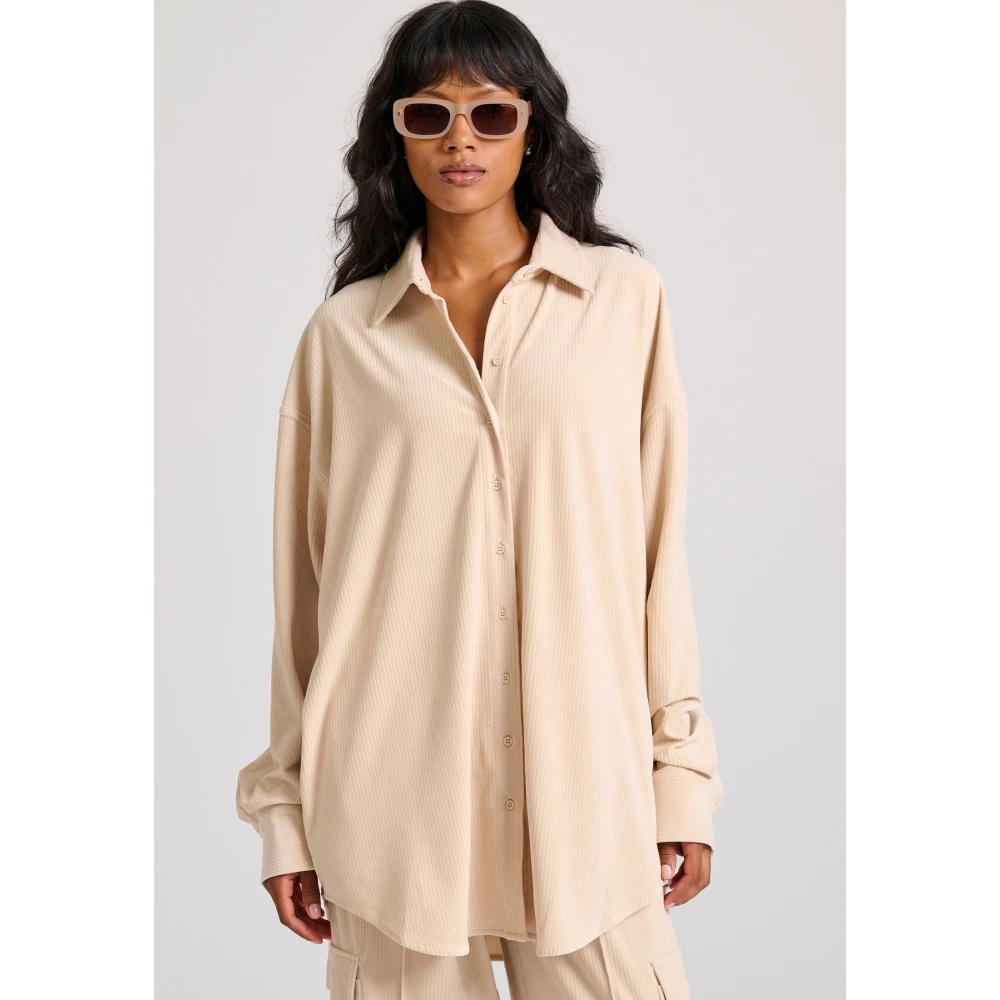 FUNKY BUDDHA Oversized πουκάμισο σε βελουτέ ύφασμα