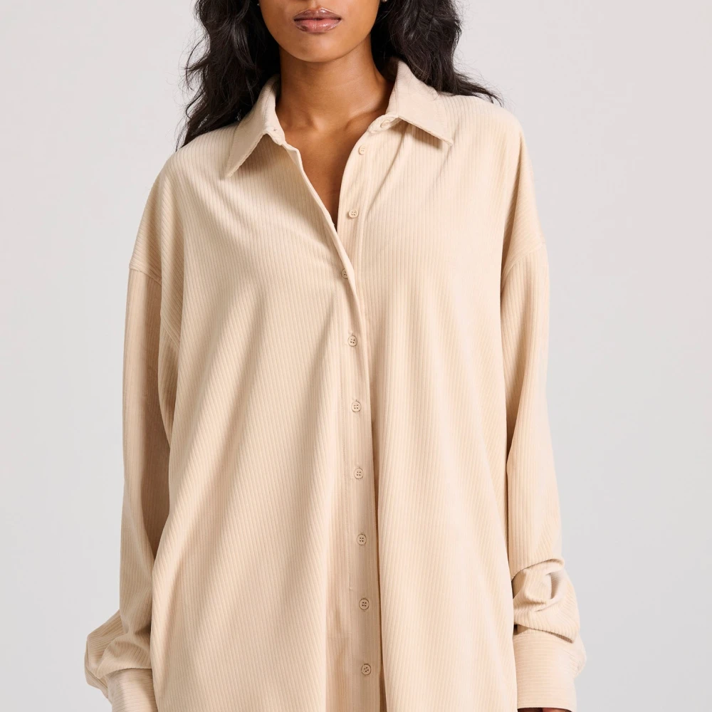 FUNKY BUDDHA Oversized πουκάμισο σε βελουτέ ύφασμα