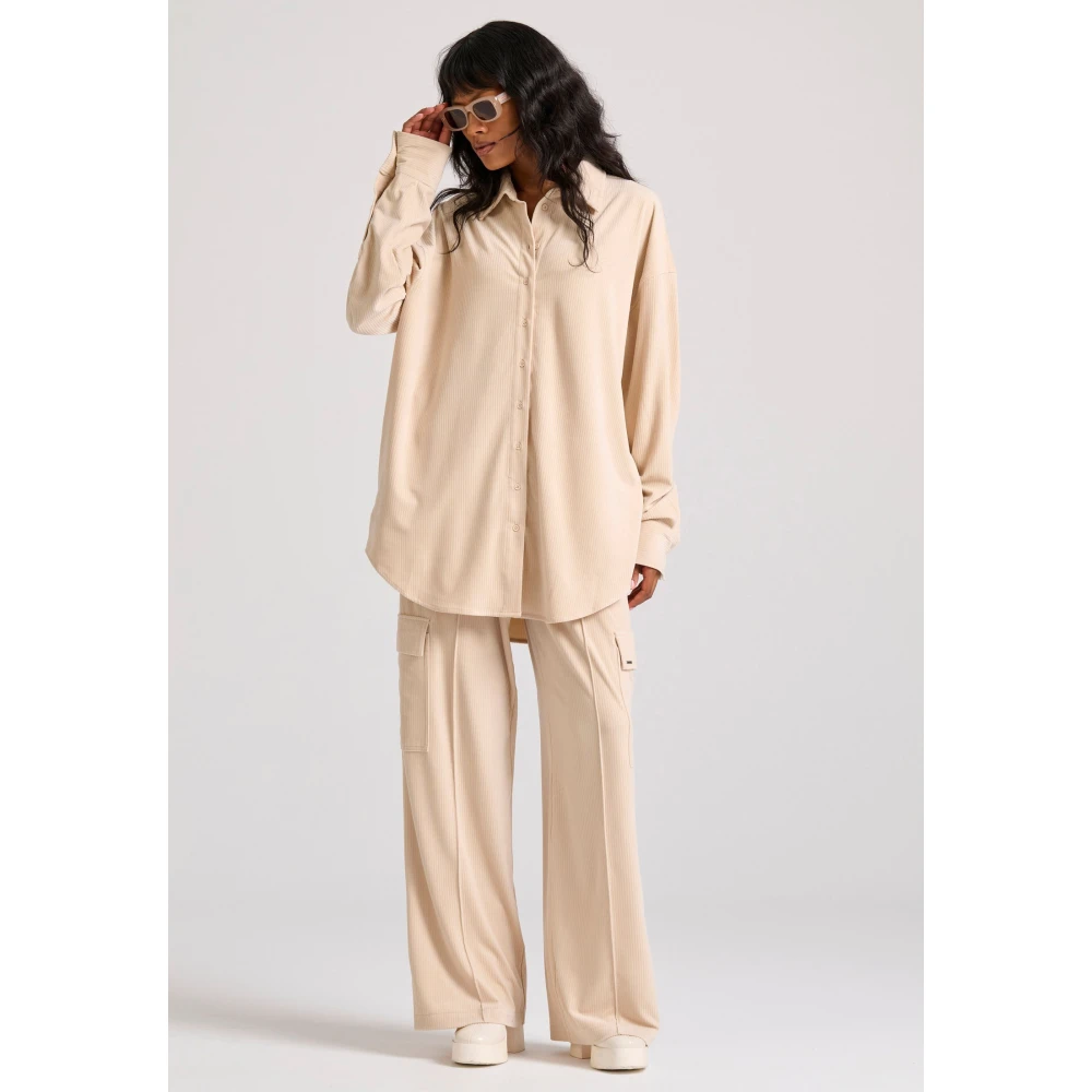 FUNKY BUDDHA Oversized πουκάμισο σε βελουτέ ύφασμα