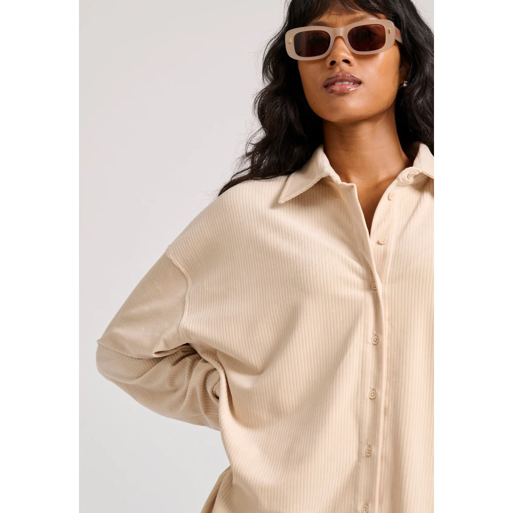 FUNKY BUDDHA Oversized πουκάμισο σε βελουτέ ύφασμα