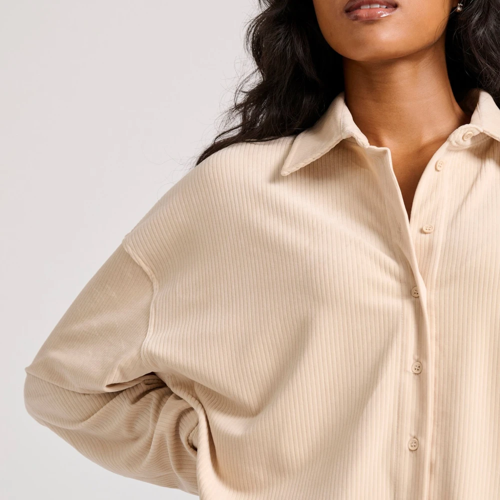 FUNKY BUDDHA Oversized πουκάμισο σε βελουτέ ύφασμα