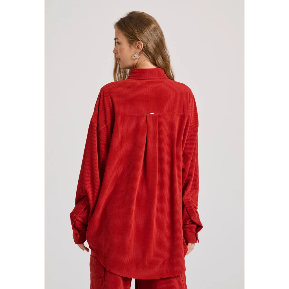 FUNKY BUDDHA Oversized πουκάμισο σε βελουτέ ύφασμα