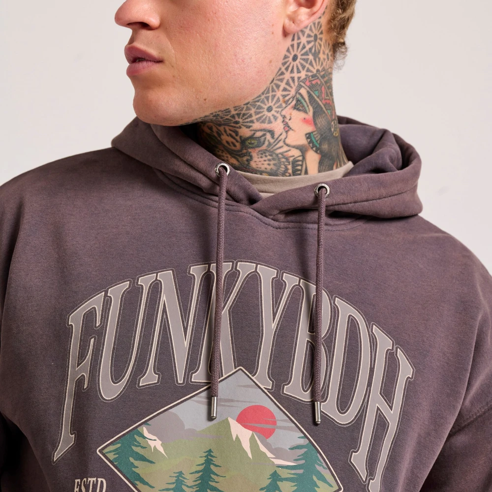 FUNKY BUDDHA Oversized φούτερ με τύπωμα στο στήθος