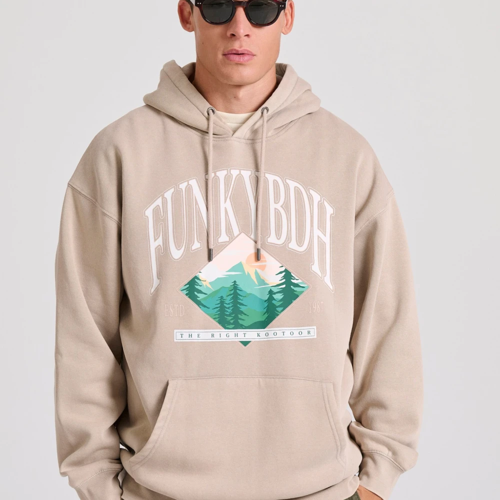 FUNKY BUDDHA Oversized φούτερ με τύπωμα στο στήθος