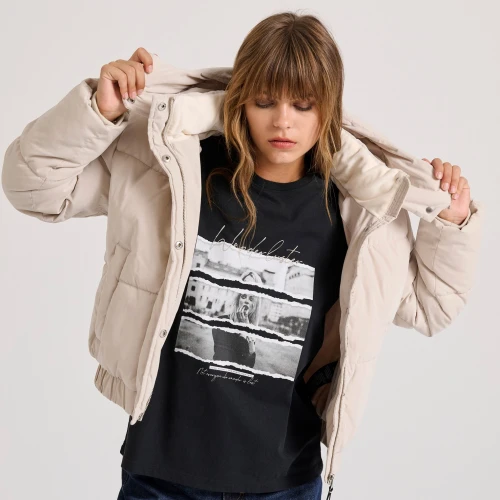 FUNKY BUDDHA Puffer μπουφάν με αποσπώμενη κουκούλα