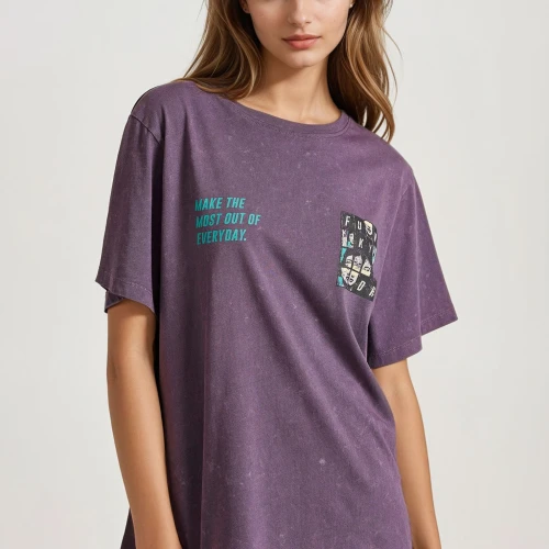 FUNKY BUDDHA Relaxed fit garment dyed t-shirt με τύπωμα στην πλ