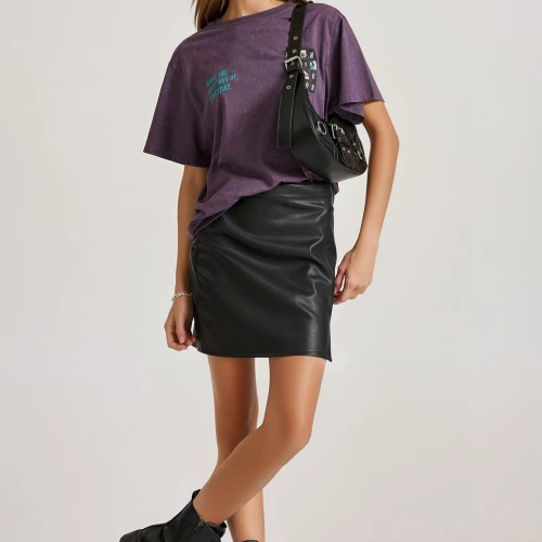 FUNKY BUDDHA Relaxed fit garment dyed t-shirt με τύπωμα στην πλ