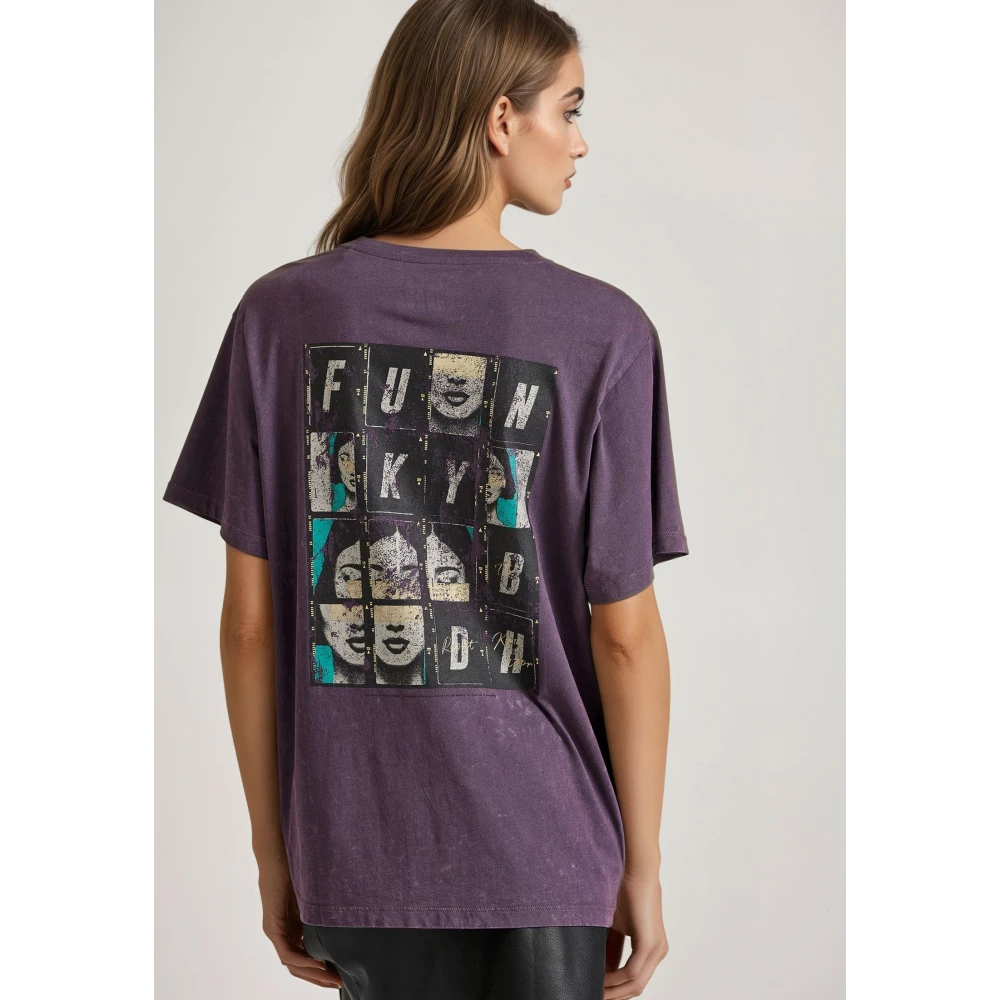 FUNKY BUDDHA Relaxed fit garment dyed t-shirt με τύπωμα στην πλ