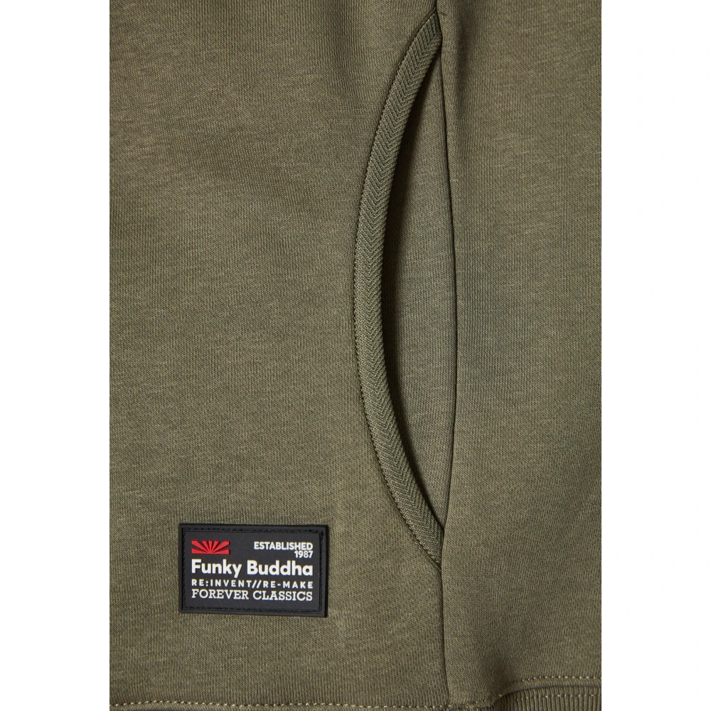 FUNKY BUDDHA Relaxed fit half-zip φούτερ με branded τύπωμα