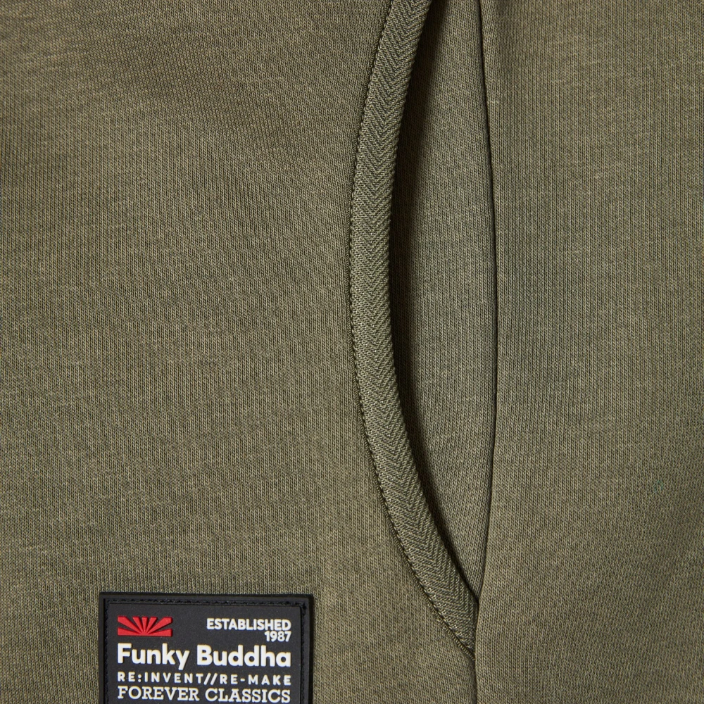 FUNKY BUDDHA Relaxed fit half-zip φούτερ με branded τύπωμα