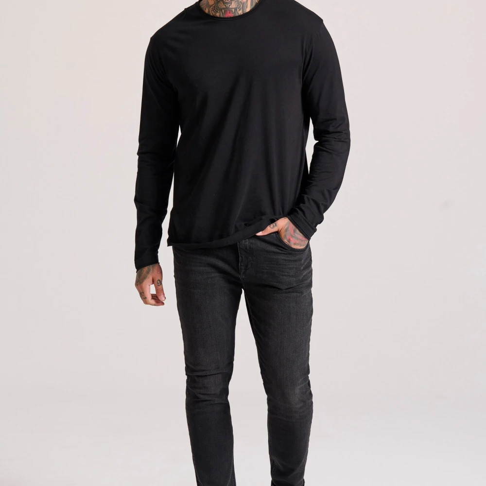FUNKY BUDDHA Relaxed fit t-shirt με raw edges