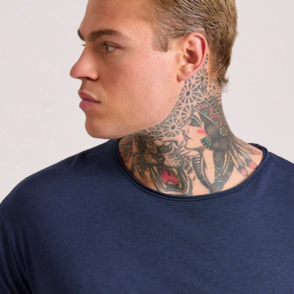 FUNKY BUDDHA Relaxed fit t-shirt με raw edges