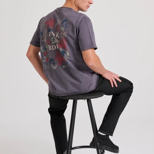 FUNKY BUDDHA Relaxed fit t-shirt με τύπωμα στην πλάτη