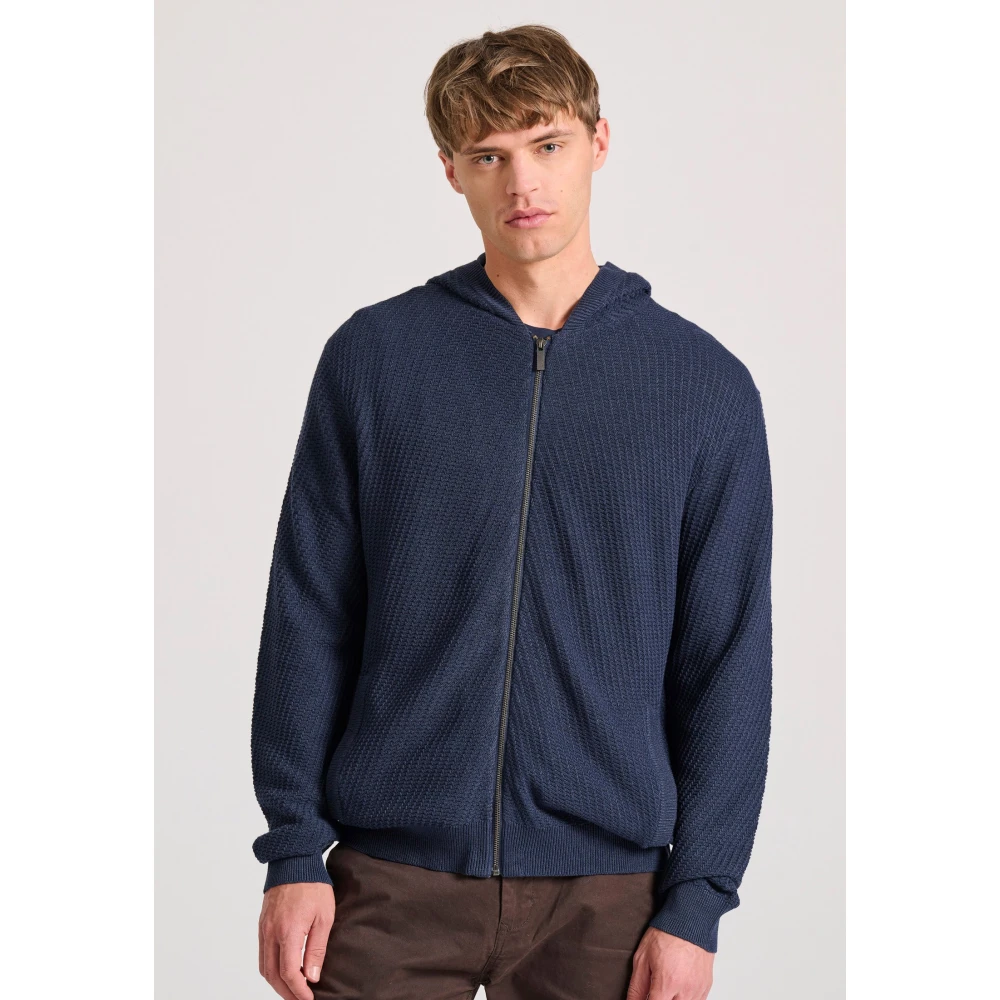 FUNKY BUDDHA Relaxed fit ζακέτα με ανάγλυφη υφή και κουκούλα