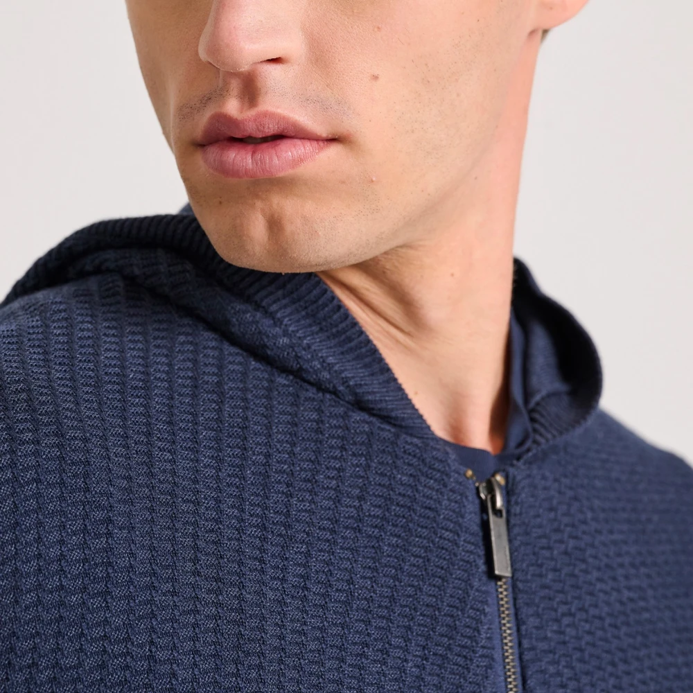 FUNKY BUDDHA Relaxed fit ζακέτα με ανάγλυφη υφή και κουκούλα