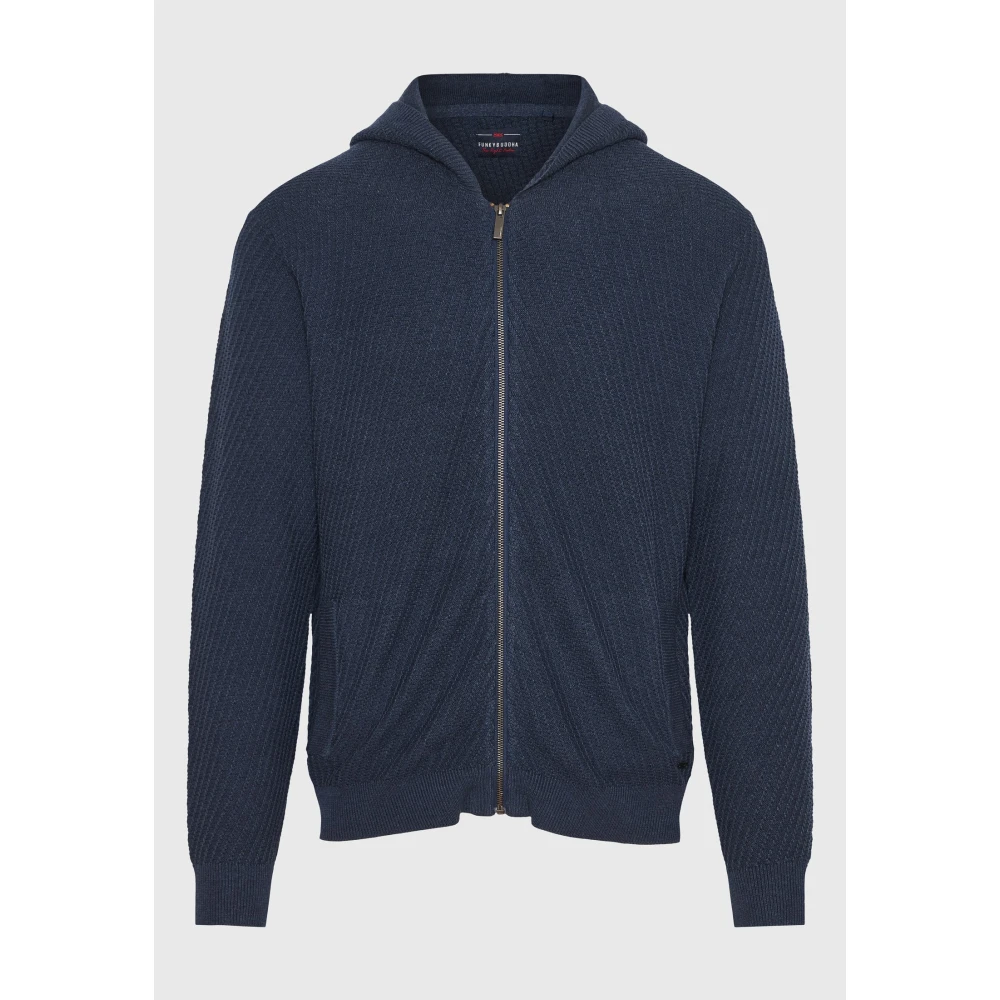 FUNKY BUDDHA Relaxed fit ζακέτα με ανάγλυφη υφή και κουκούλα