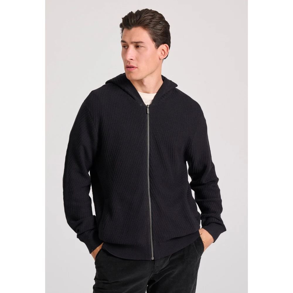 FUNKY BUDDHA Relaxed fit ζακέτα με ανάγλυφη υφή και κουκούλα