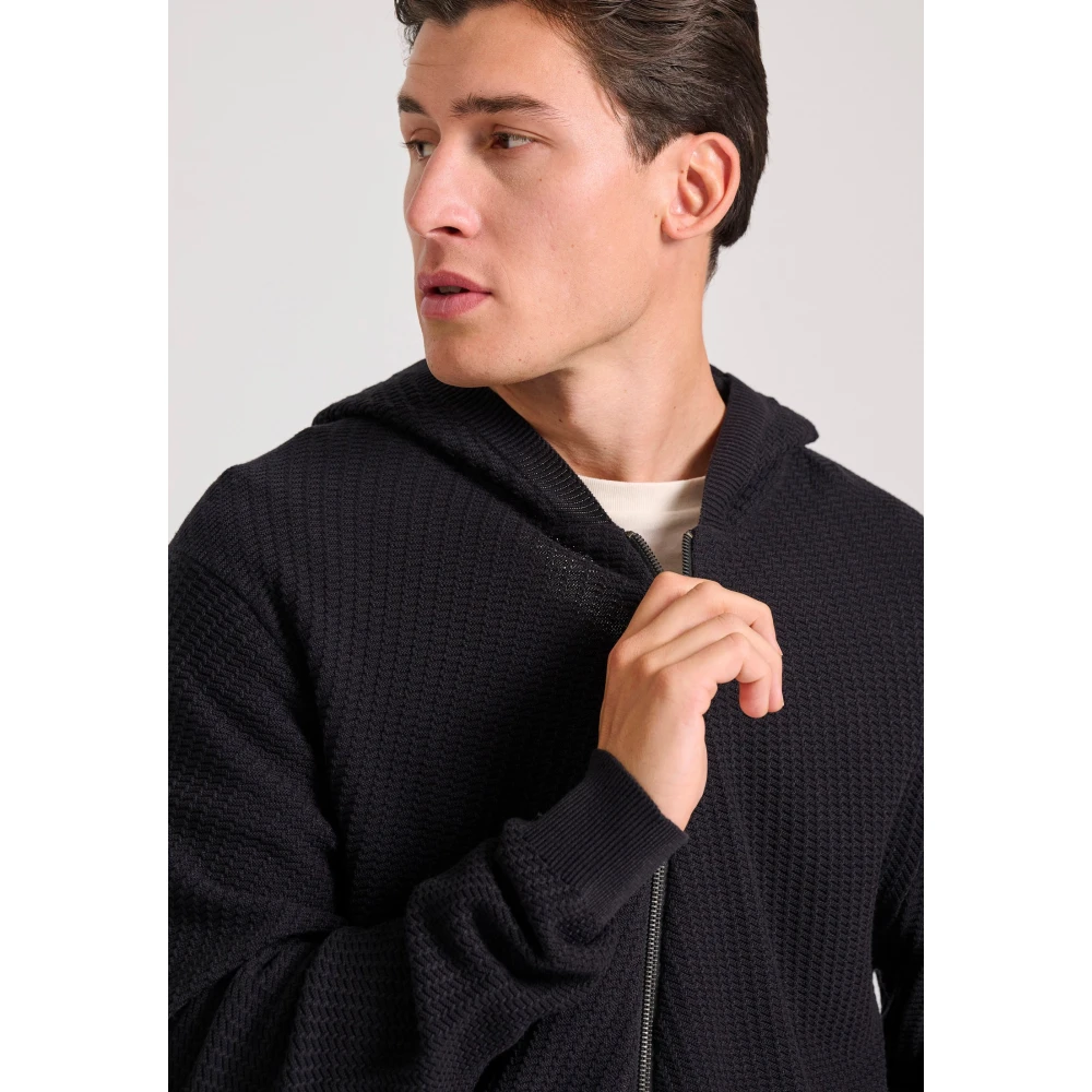 FUNKY BUDDHA Relaxed fit ζακέτα με ανάγλυφη υφή και κουκούλα