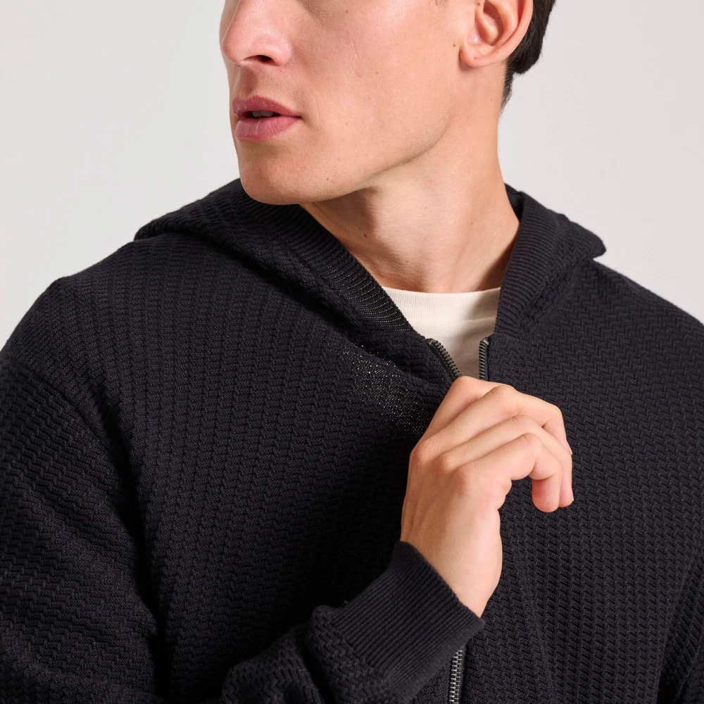 FUNKY BUDDHA Relaxed fit ζακέτα με ανάγλυφη υφή και κουκούλα