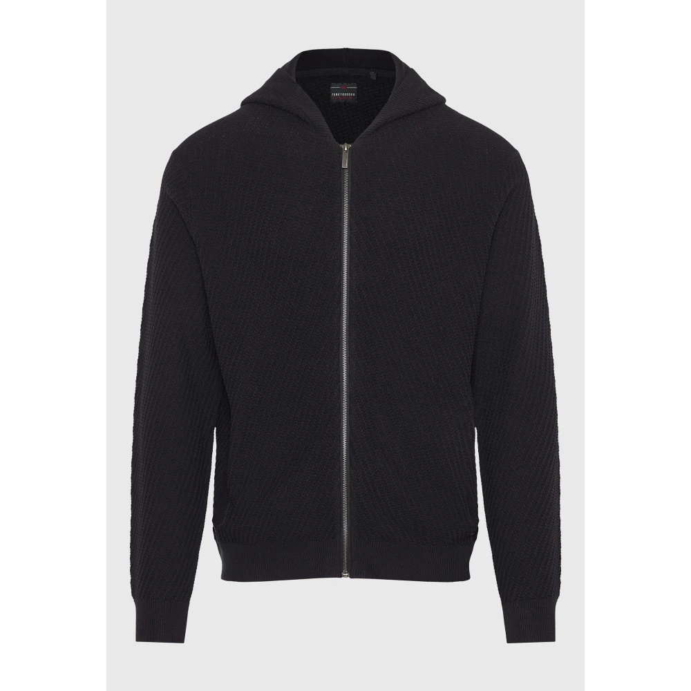 FUNKY BUDDHA Relaxed fit ζακέτα με ανάγλυφη υφή και κουκούλα