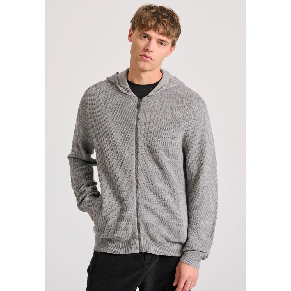 FUNKY BUDDHA Relaxed fit ζακέτα με ανάγλυφη υφή και κουκούλα