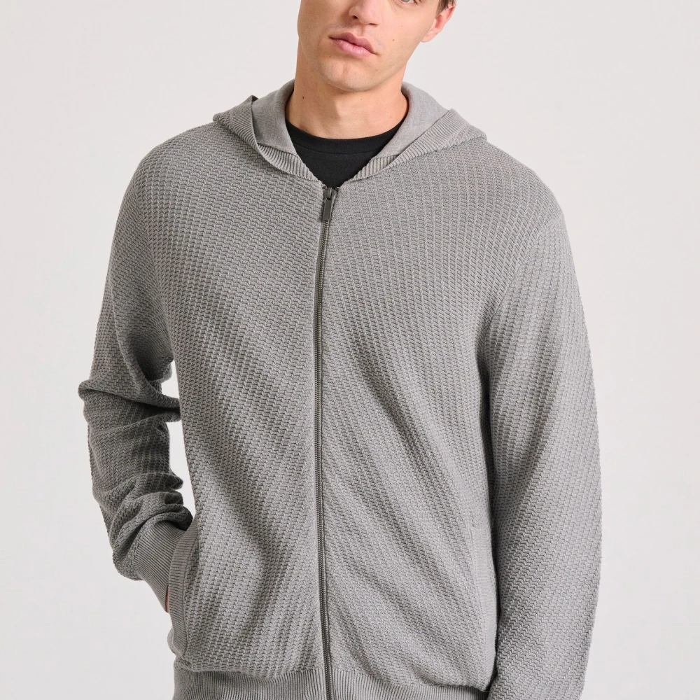 FUNKY BUDDHA Relaxed fit ζακέτα με ανάγλυφη υφή και κουκούλα