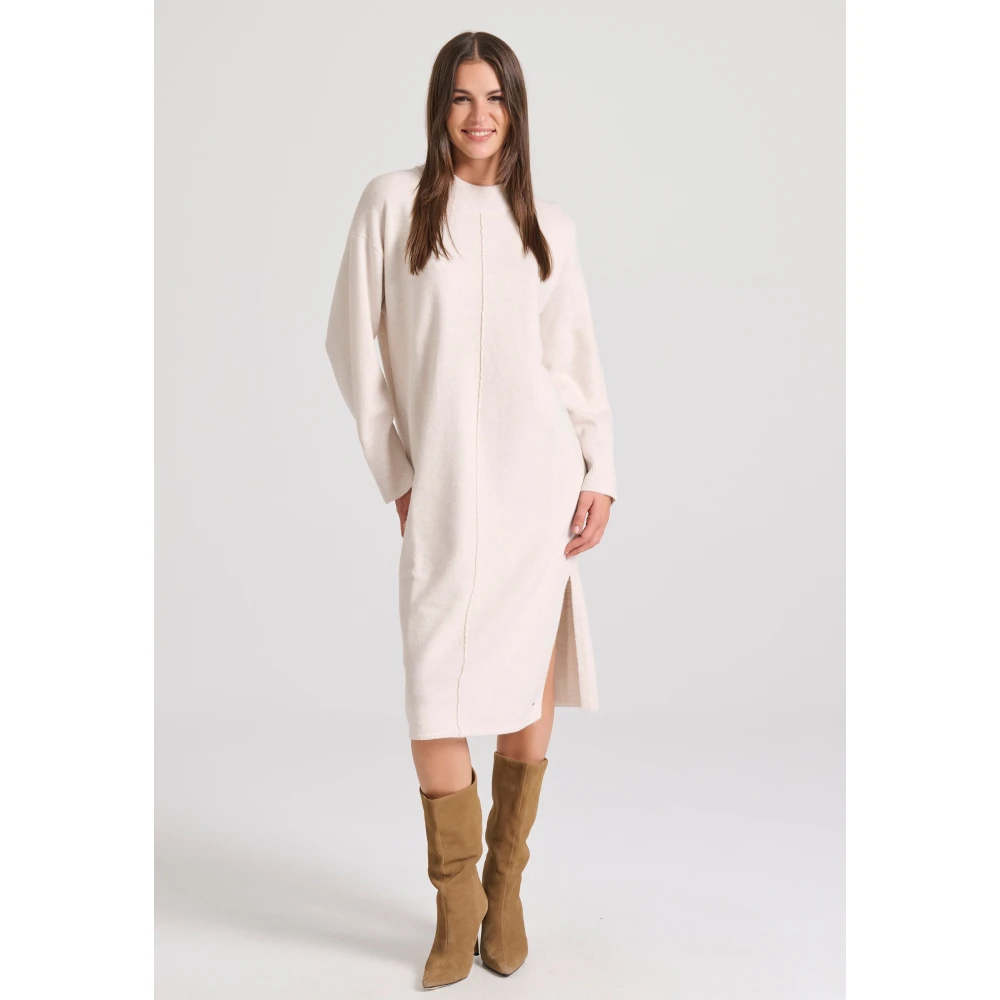 FUNKY BUDDHA Relaxed fit μίντι πλεκτό φόρεμα με πλαϊνά σκισίματ