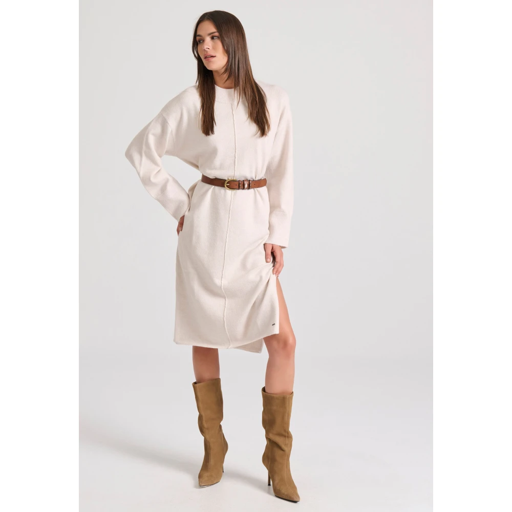 FUNKY BUDDHA Relaxed fit μίντι πλεκτό φόρεμα με πλαϊνά σκισίματ