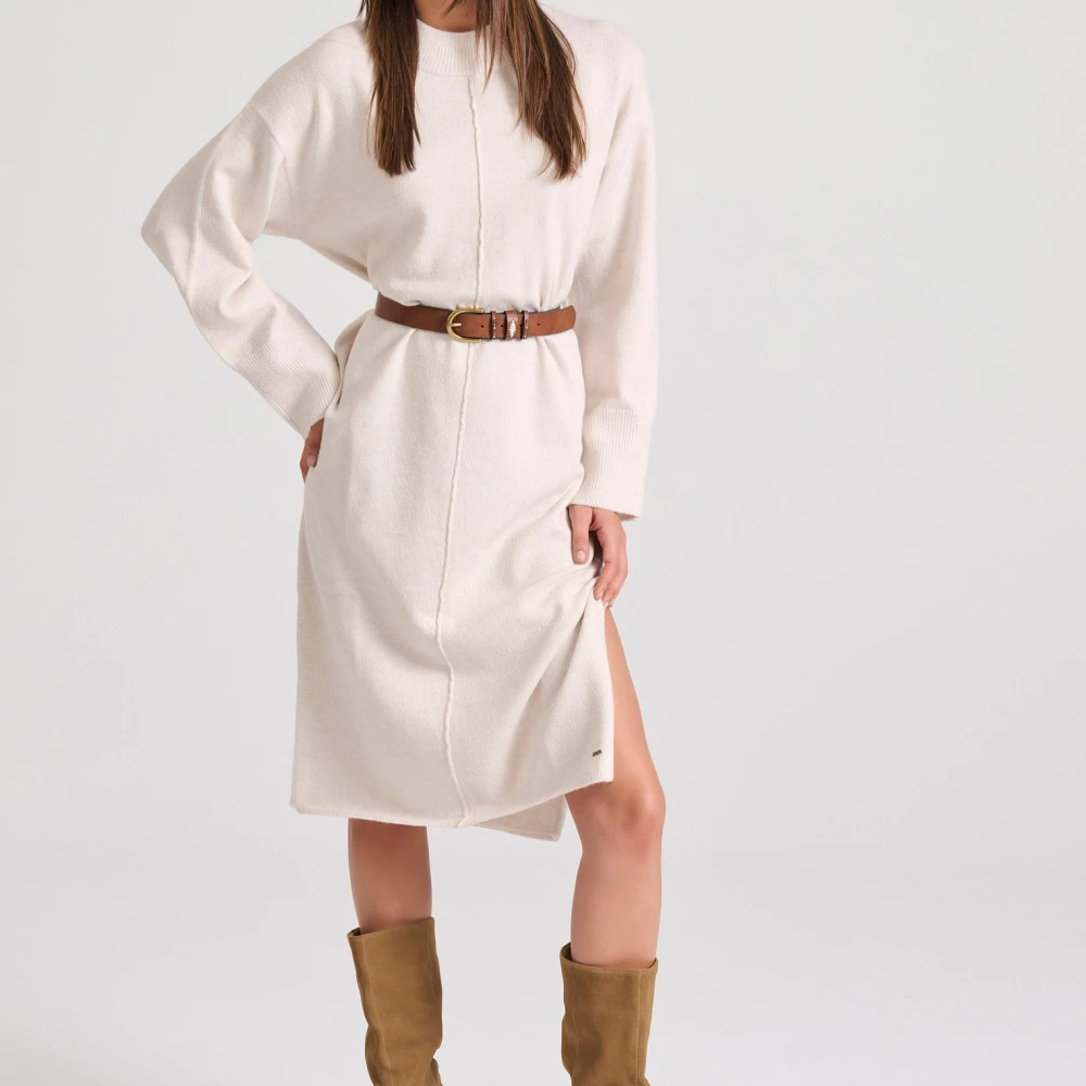 FUNKY BUDDHA Relaxed fit μίντι πλεκτό φόρεμα με πλαϊνά σκισίματ