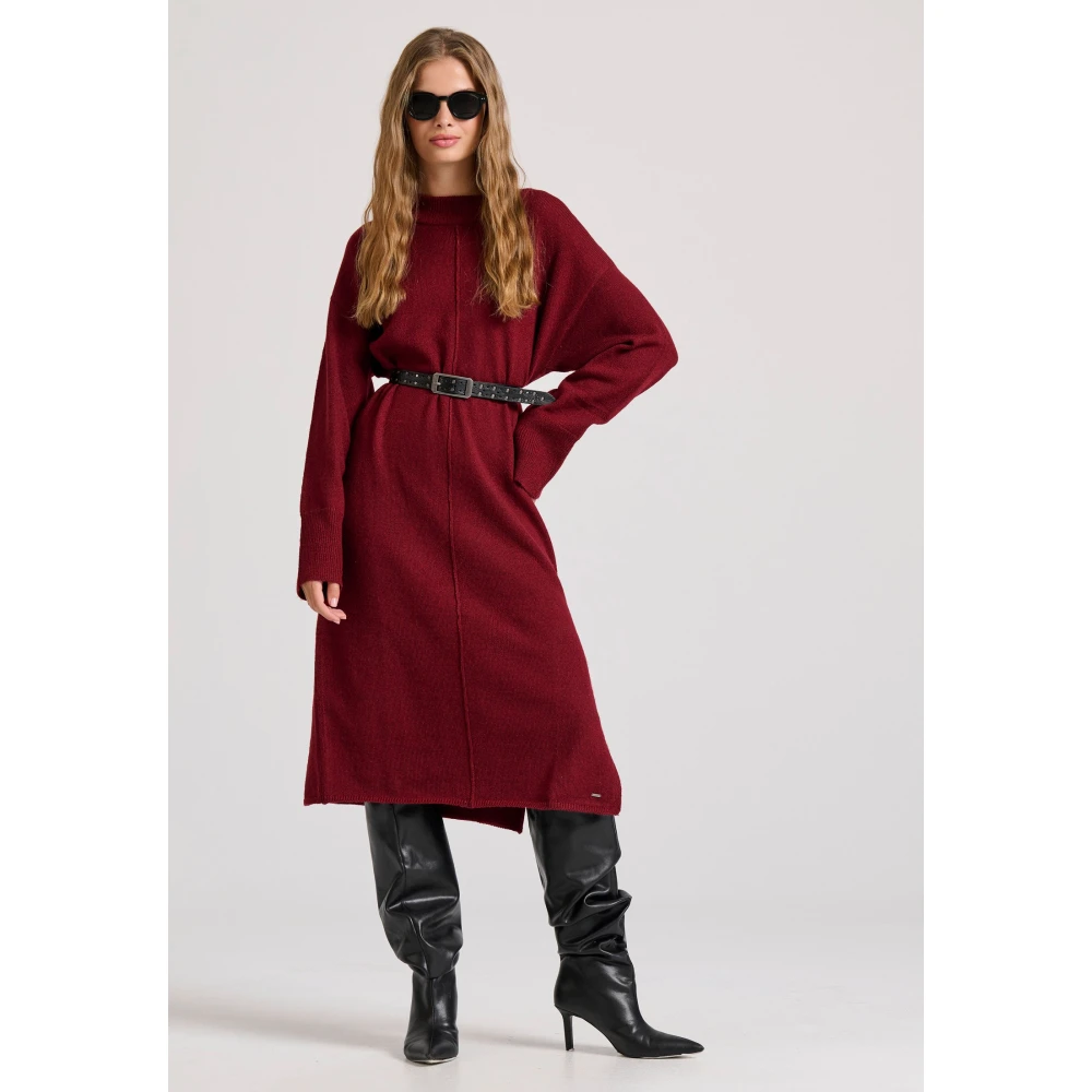 FUNKY BUDDHA Relaxed fit μίντι πλεκτό φόρεμα με πλαϊνά σκισίματ