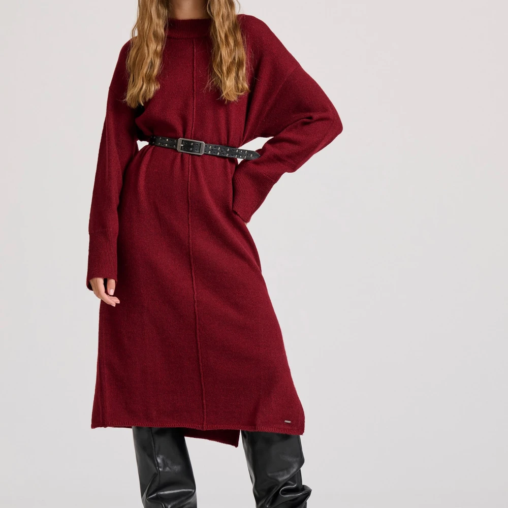 FUNKY BUDDHA Relaxed fit μίντι πλεκτό φόρεμα με πλαϊνά σκισίματ