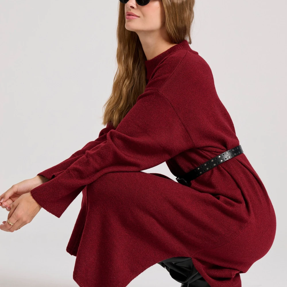 FUNKY BUDDHA Relaxed fit μίντι πλεκτό φόρεμα με πλαϊνά σκισίματ