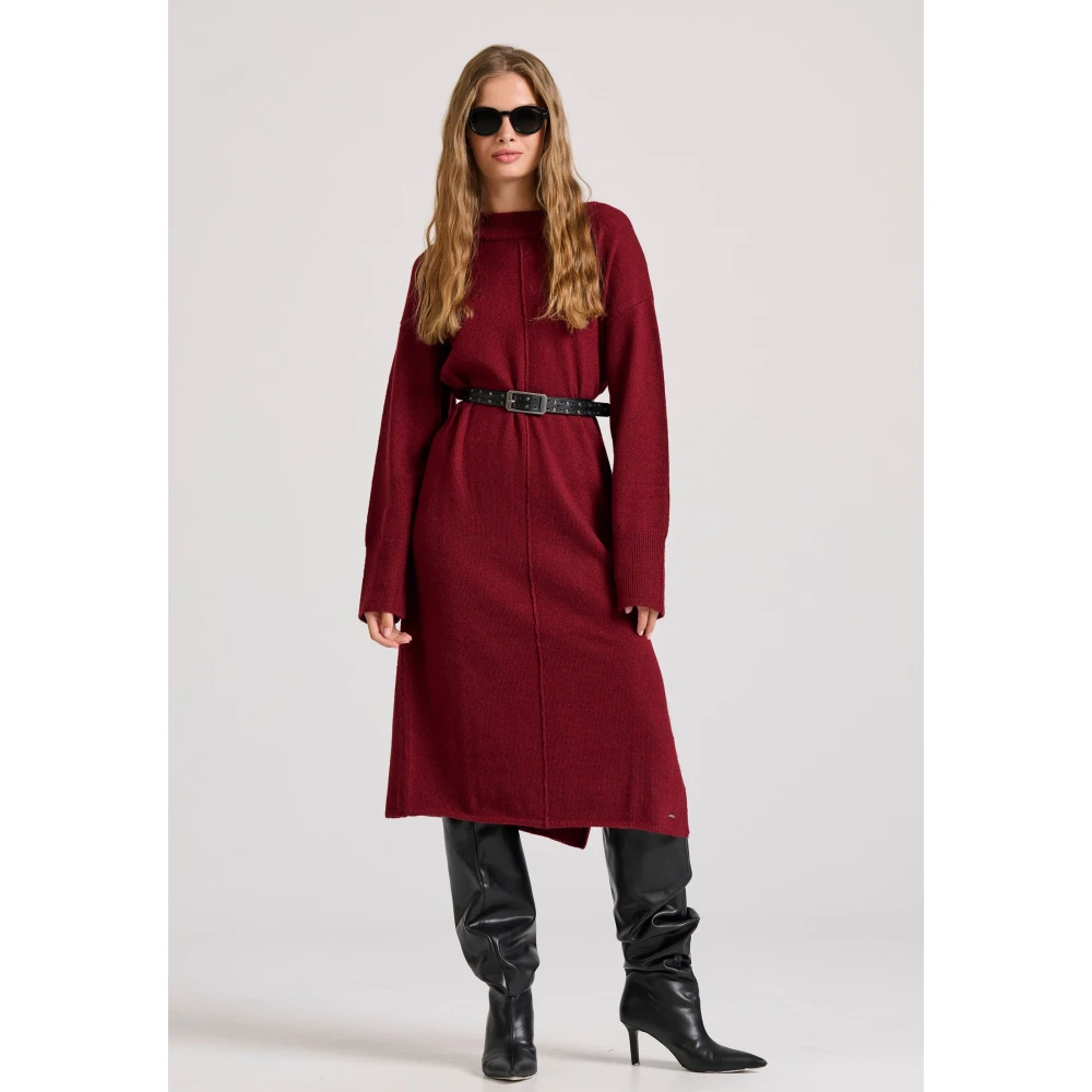 FUNKY BUDDHA Relaxed fit μίντι πλεκτό φόρεμα με πλαϊνά σκισίματ