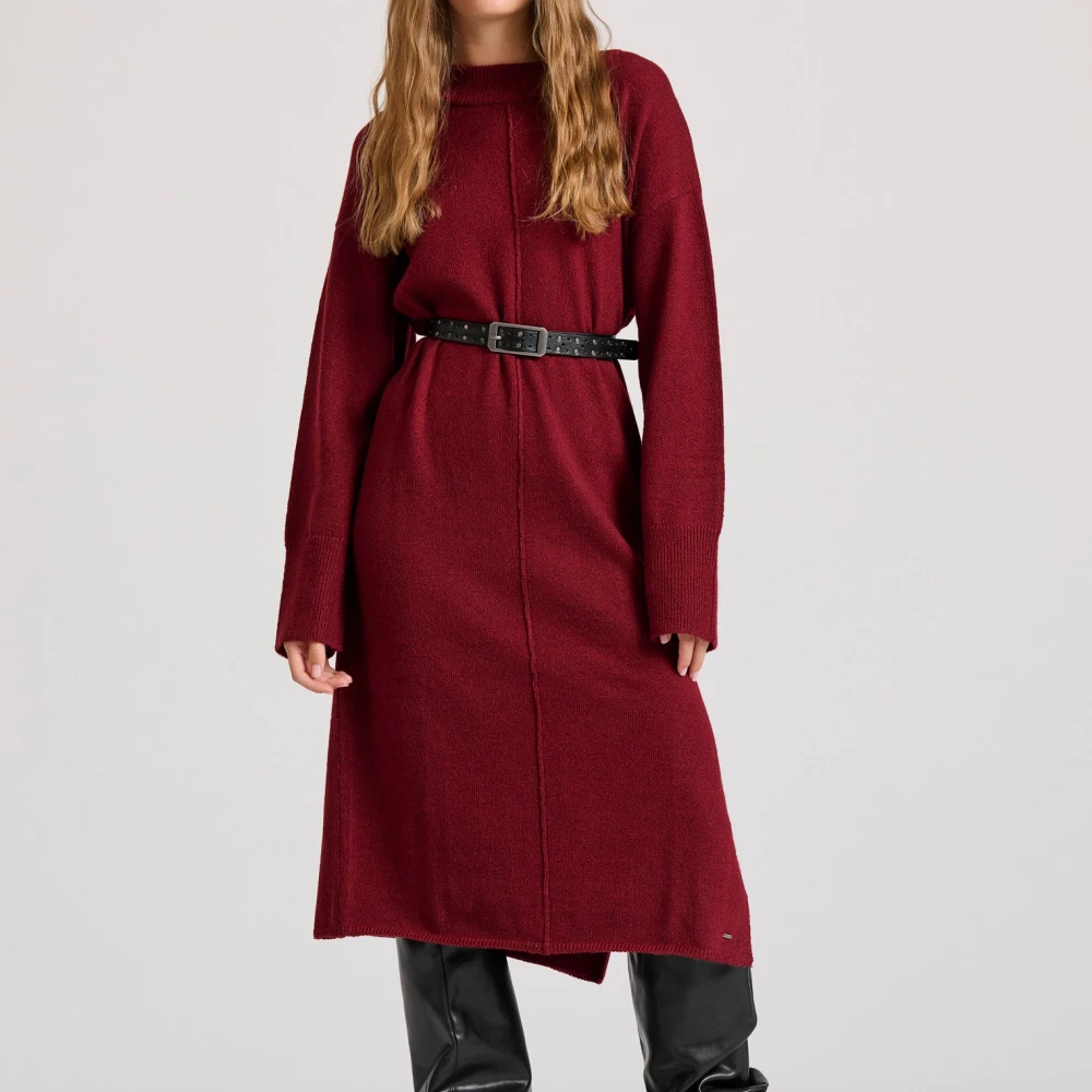 FUNKY BUDDHA Relaxed fit μίντι πλεκτό φόρεμα με πλαϊνά σκισίματ