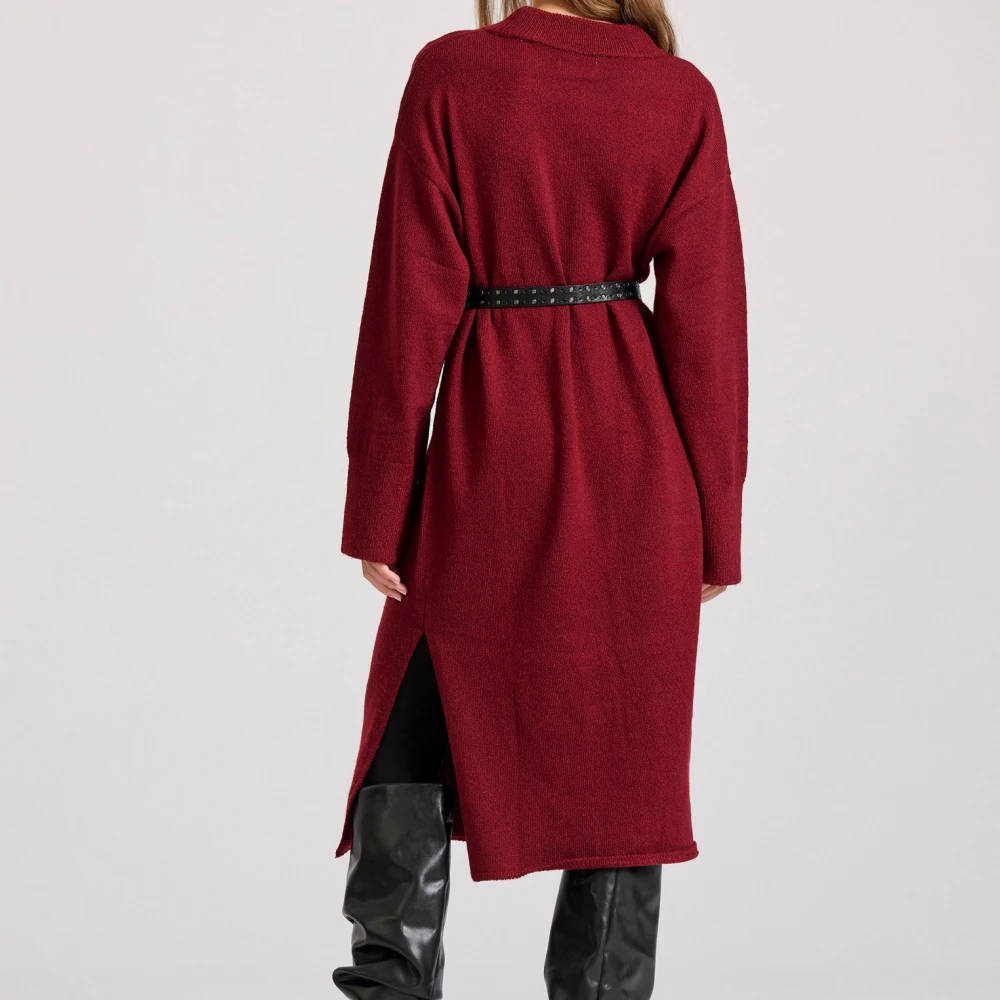 FUNKY BUDDHA Relaxed fit μίντι πλεκτό φόρεμα με πλαϊνά σκισίματ