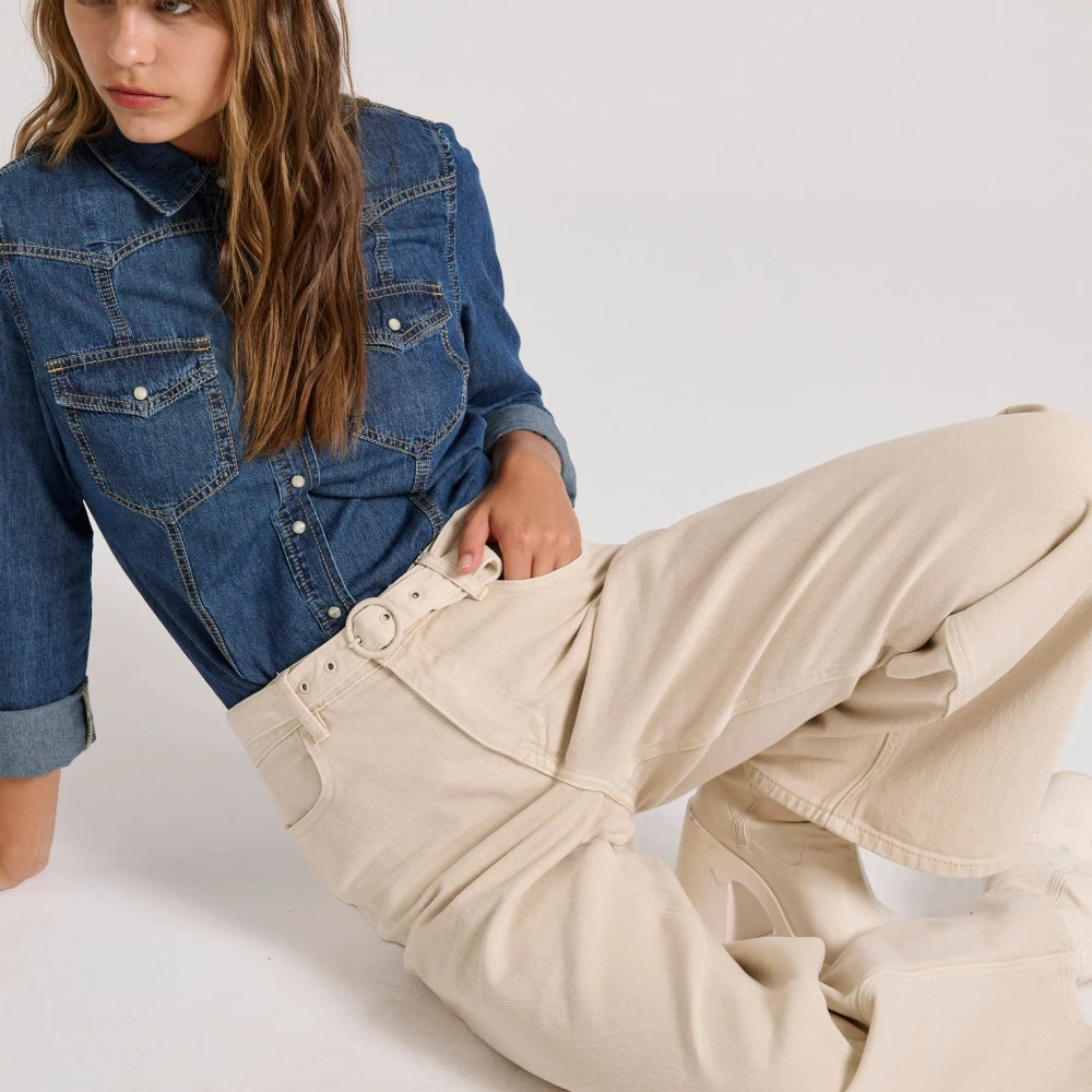 FUNKY BUDDHA Straight fit garment dyed τζιν παντελόνι με ζώνη