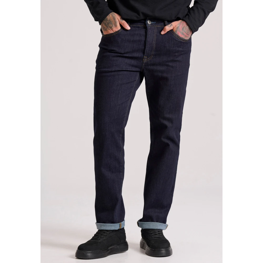 FUNKY BUDDHA Straight fit τζιν παντελόνι με whisker details