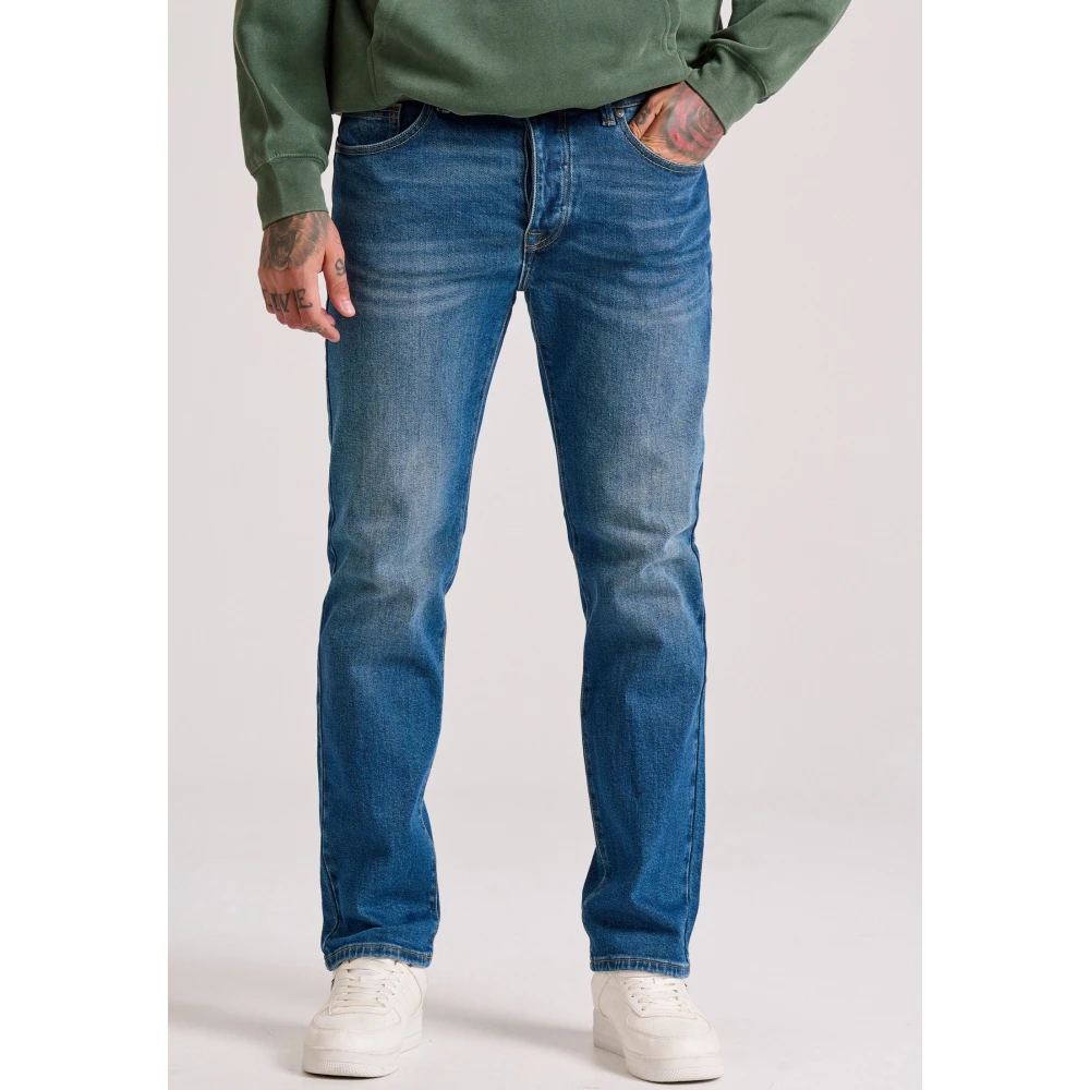 FUNKY BUDDHA Straight fit τζιν παντελόνι με whisker details