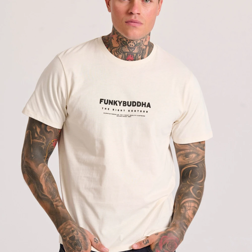 FUNKY BUDDHA T-shirt με flock artwork τύπωμα