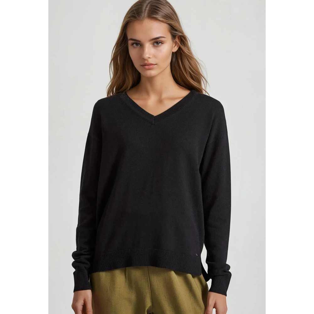 FUNKY BUDDHA V-neck πλεκτή μπλούζα με βισκόζη