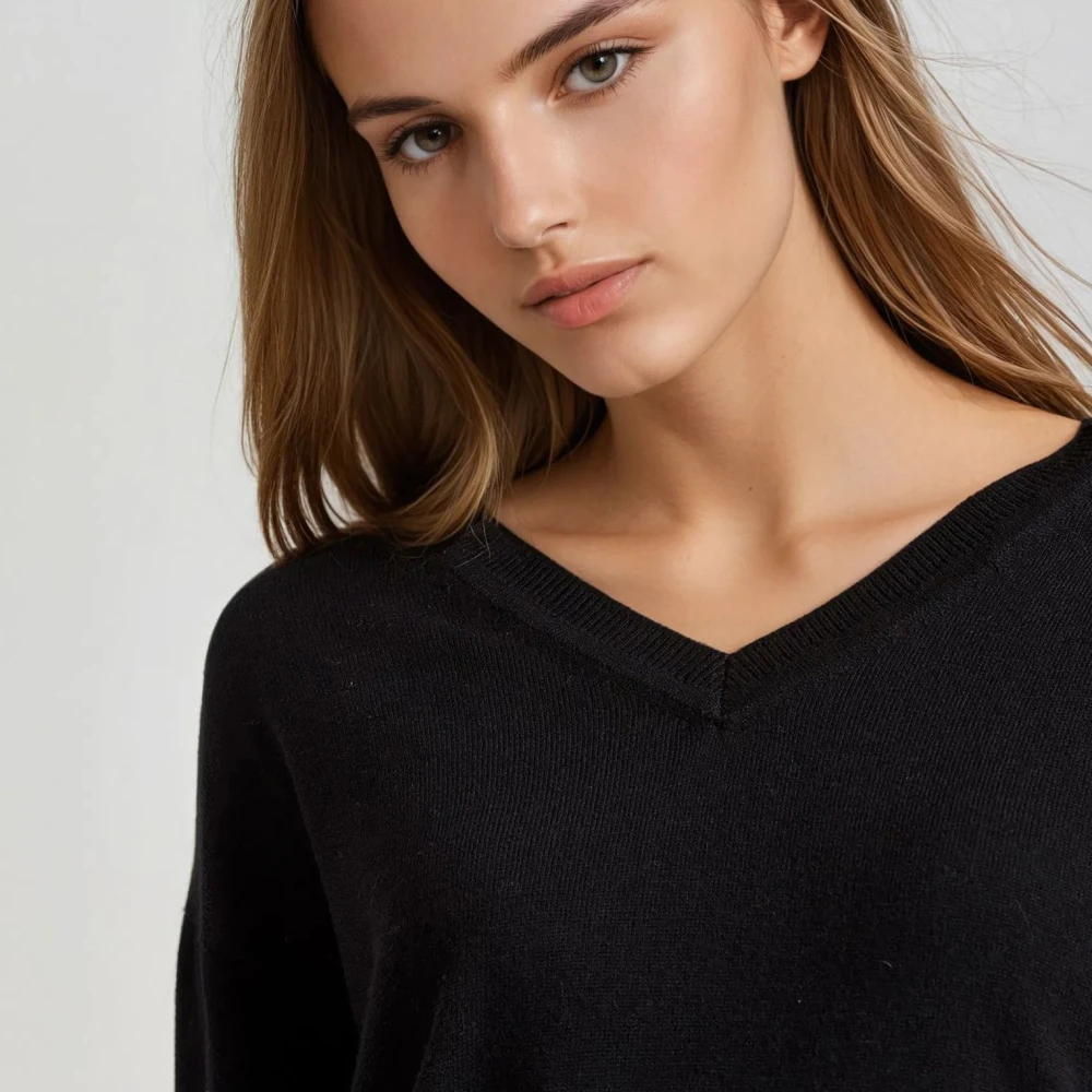 FUNKY BUDDHA V-neck πλεκτή μπλούζα με βισκόζη
