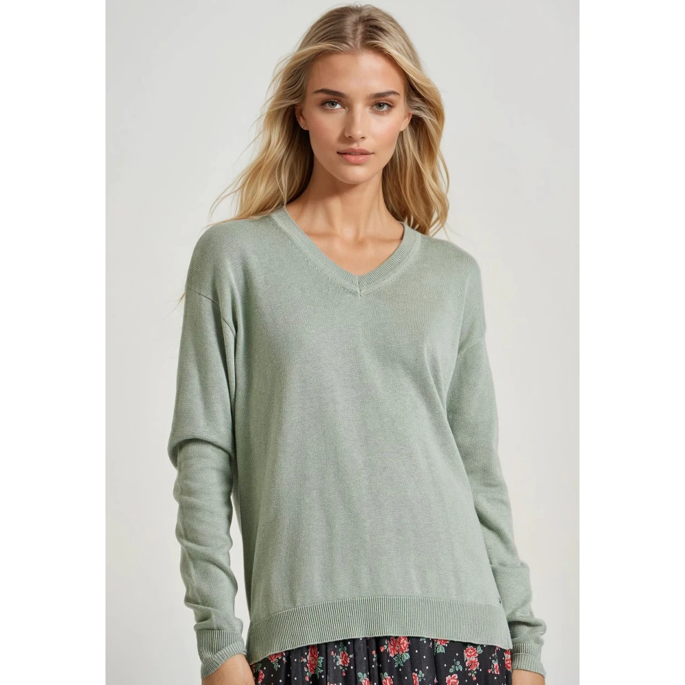 FUNKY BUDDHA V-neck πλεκτή μπλούζα με βισκόζη